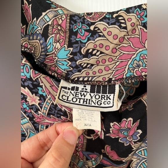 Vintage NY Clothing Co paisley pink black blue palazzo pant set- Size Large - Picture 3 of 13